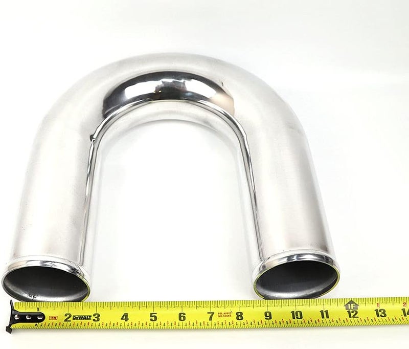 TenKeAuto Universal 3 inch Outside Diameter Aluminum Pipe Polished Tube (3" 180 Degree) - Image 2
